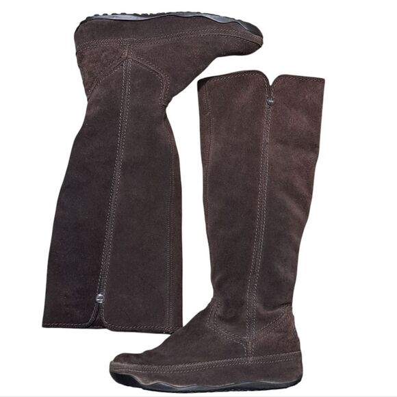 Fitflop Knee High Micro Wobble Board Whimsygoth Chocolate Suede Boots Size 7 - Picture 1 of 17